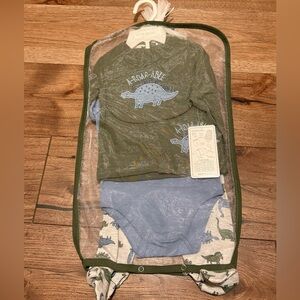 Dinosaur Baby Outfit Set in Green and Blue